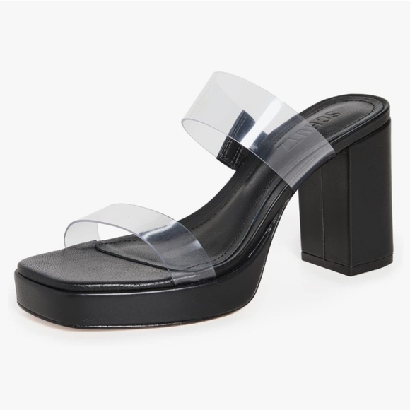 Schutz Black Women's Block Heel Sandals - Picture 1 of 6